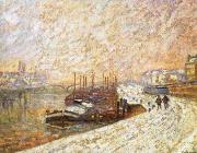 Armand guillaumin Barges in the Snow oil on canvas